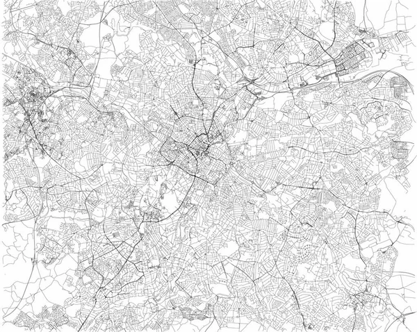 Birmingham Kaart Satellietweergave City England Verenigd Koninkrijk Straten Uitzicht Stad — Stockvector