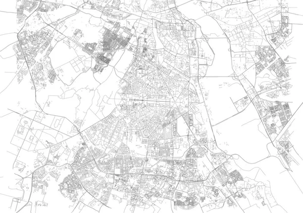 Mapa Nova Deli Vista Satélite Cidade Índia Ruas Cidade Capital — Vetor de Stock
