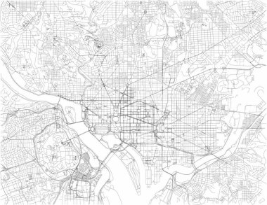 Washington, DC harita, Amerika Birleşik Devletleri başkentidir. Sermaye, uydu görüntüsü sokaklarında. Aydın