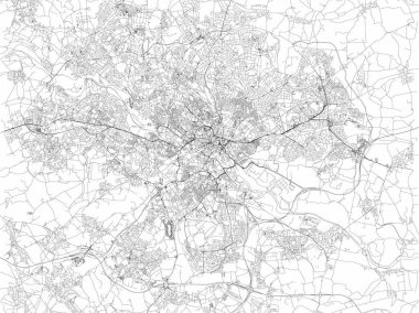 Leeds, şehir, sokak ve evler, İngiltere'de uydu görünümü Haritası. İngiltere'de. Leeds Yorkshire County bir şehirdir