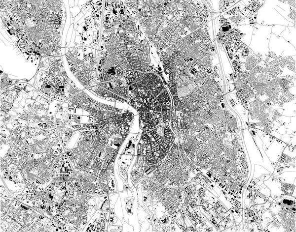Тулуза Столицею Французької Департаменту Верхня Гаронна Карта Вигляд Супутника Міста — стоковий вектор