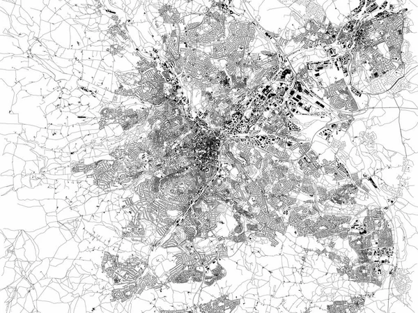 Carte Sheffield Vue Satellite Ville Des Rues Des Maisons Angleterre — Image vectorielle