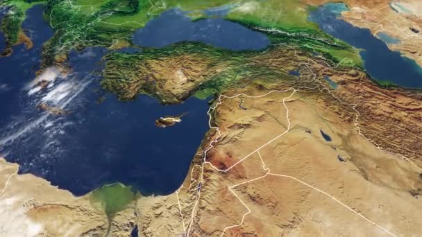 Peta Suriah Dan Perbatasan Peta Fisik Timur Tengah Semenanjung Arab — Stok Video