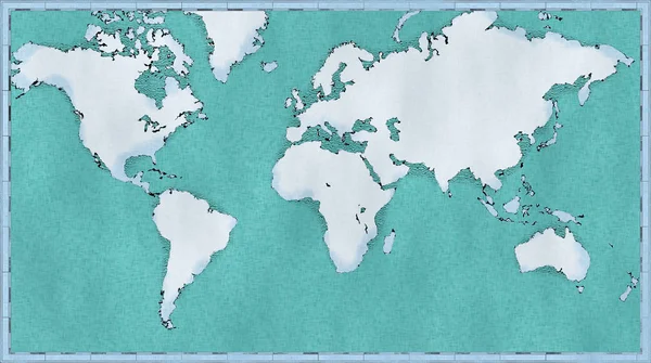 Mapa Del Mundo Dibujado Mano Pinceladas Ilustradas Mapa Geográfico Físico — Foto de Stock