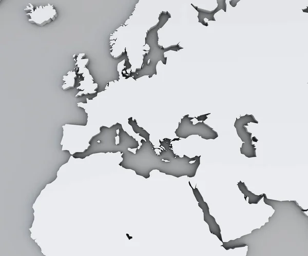 地中海和欧洲 非洲和中东的地图 制图学 地理地图集 白色地理地图 — 图库照片