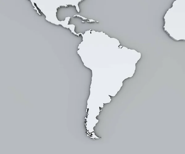 Χάρτης Της Νοτίου Αμερικής Λευκό Γεωγραφικό Χάρτη Χαρτογραφίας Γεωγραφικός Άτλαντας — Φωτογραφία Αρχείου