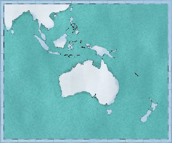 Mapa Oceanía Trazado Pinceladas Ilustradas Mapa Geográfico Física Cartografía Atlas —  Fotos de Stock