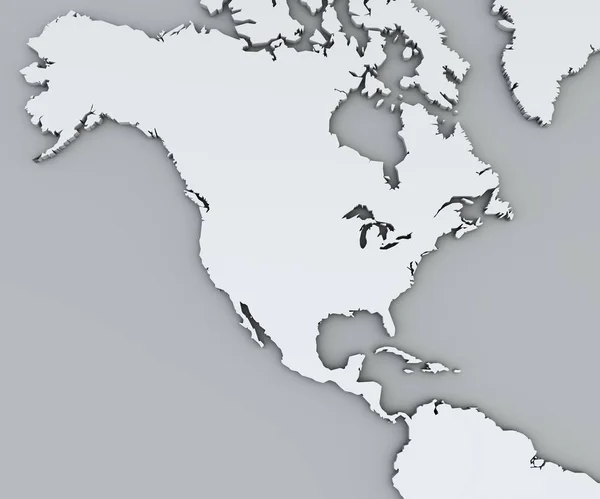 Карта Северной Америки Белая Географическая Карта Картография Географический Атлас Стоковое Фото