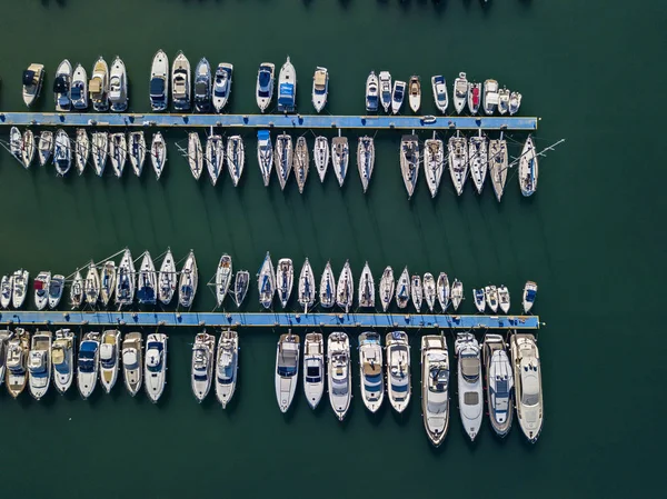 Flygfoto Båtar Förtöjda Hamnen Tropea Kalabrien Italien — Stockfoto