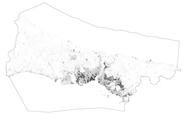 伊斯坦布尔和建筑地区的卫星地图 土耳其 地图公路 环路和公路 — 图库矢量图片