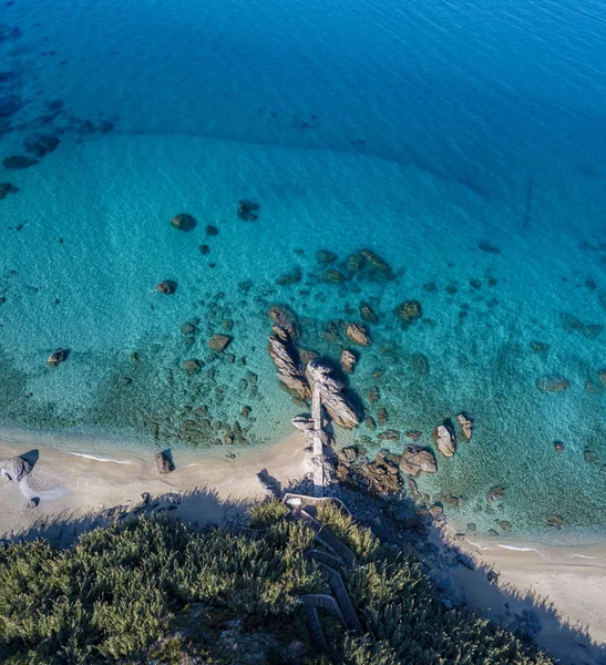 Luftaufnahme Von Tropea Beach Kristallklarem Wasser Und Felsen Die Strand — Stockfoto