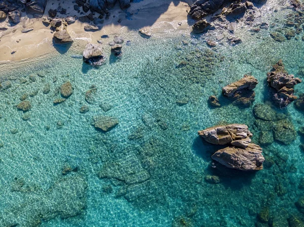 Aerial View Tropea Beach Crystal Clear Water Rocks Appear Beach — Stock Photo, Image