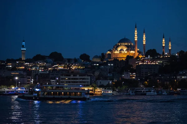 Istanbul Turquie Moyen Orient Horizon Nocturne Ville Avec Vue Sur — Photo