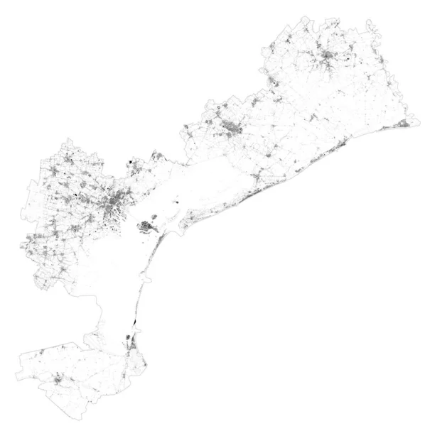 Satellietkaart Van Venetië Omgeving Veneto Italië Provincie Kaartwegen Ringwegen Snelwegen — Stockvector