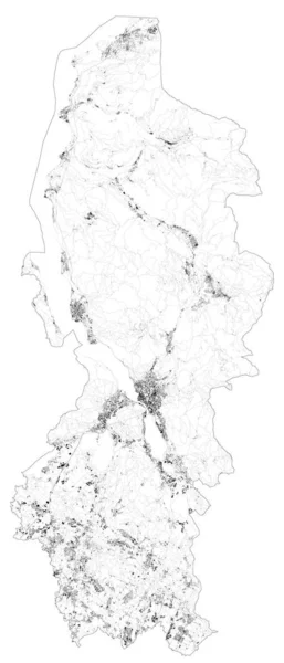 Carte Satellite Province Lecco Les Villes Les Routes Les Bâtiments — Image vectorielle