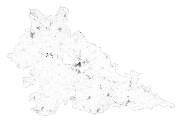 Mapa Satélite Provincia Mantova Pueblos Carreteras Edificios Carreteras Conexión Los — Vector de stock