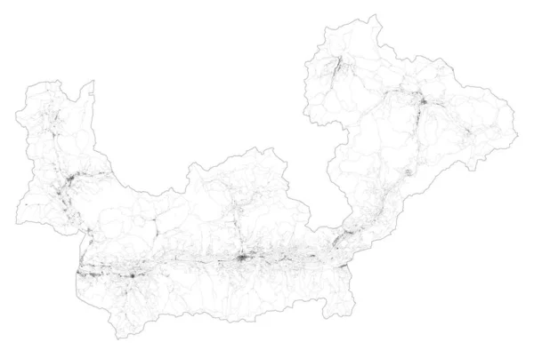 Sondrio省 城镇和公路 建筑物和周边地区连接公路的卫星地图 意大利伦巴第 地图公路 — 图库矢量图片