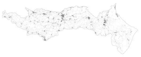 Спутниковая Карта Провинции Ровиго Городов Дорог Зданий Соединяющих Дорог Прилегающих — стоковый вектор