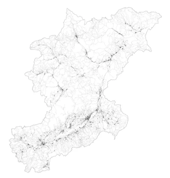 Satelitní Mapa Provincie Belluno Města Silnice Budovy Spojující Silnice Okolních — Stockový vektor