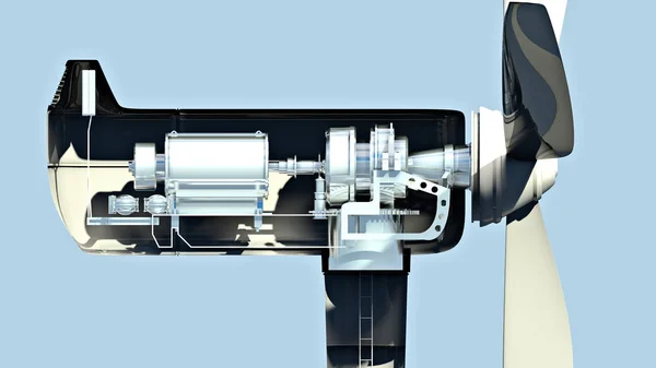 Turbina Eolica Come Funziona Sezione Vista Laterale Cambiamento Climatico Energia — Foto Stock