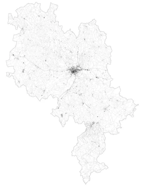 Satelitní Mapa Provincie Asti Města Silnice Budovy Spojující Silnice Okolních — Stockový vektor