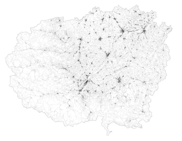 Satellitkarta Över Provinsen Cuneo Städer Och Vägar Byggnader Och Anslutande — Stock vektor