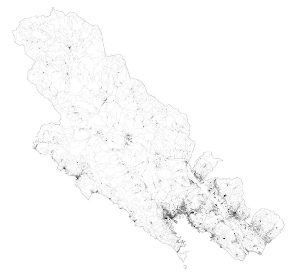 Mappa Satellitare Della Provincia Spezia Città Strade Edifici Strade Collegamento — Vettoriale Stock