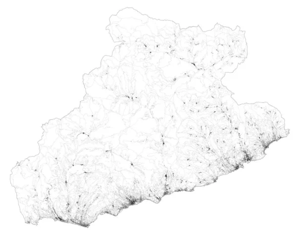 Mapa Satélite Província Imperia Cidades Estradas Edifícios Estradas Ligação Áreas — Vetor de Stock