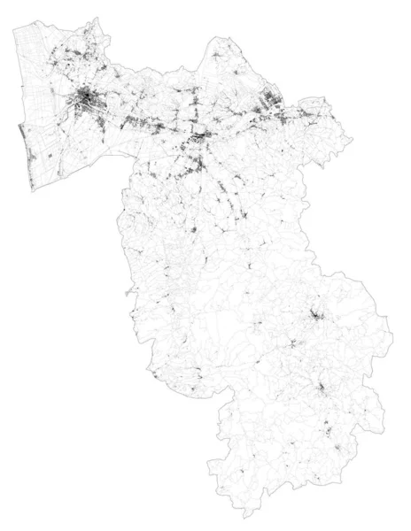 Mapa Satélite Provincia Pisa Ciudades Carreteras Edificios Carreteras Conexión Los — Vector de stock
