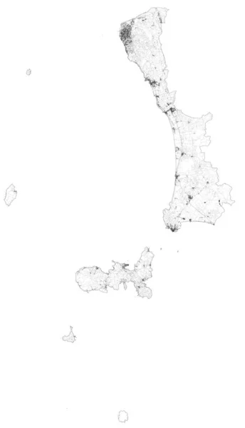 Mapa Satélite Província Livorno Cidades Estradas Edifícios Estradas Ligação Áreas — Vetor de Stock