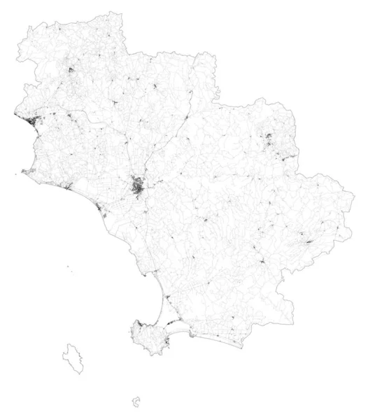 Mapa Satélite Província Grosseto Cidades Estradas Edifícios Estradas Ligação Áreas — Vetor de Stock
