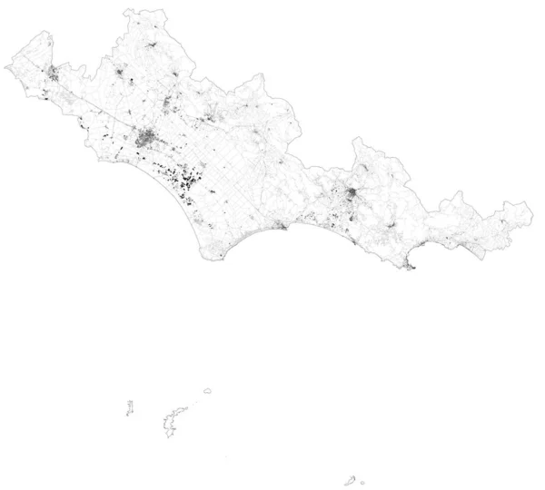 Mapa Satélite Província Cidades Estradas Latinas Edifícios Estradas Conexão Áreas — Vetor de Stock