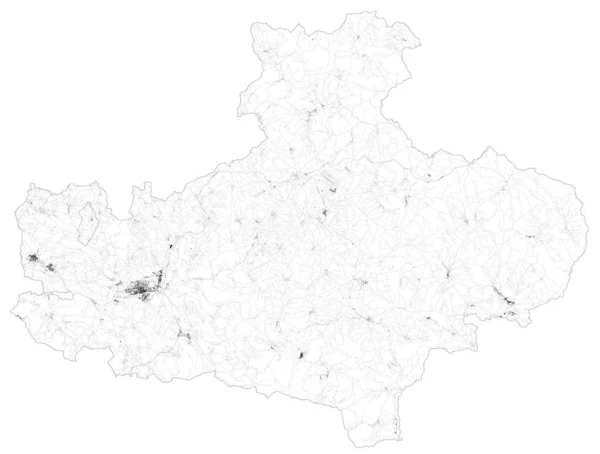 Satellitkarta Över Provinsen Avellino Städer Och Vägar Byggnader Och Anslutande — Stock vektor