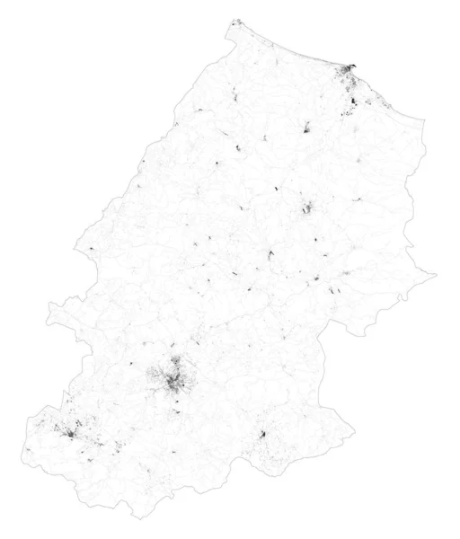 Satelitní Mapa Provincie Campobasso Měst Silnic Budov Spojovacích Cest Okolních — Stockový vektor