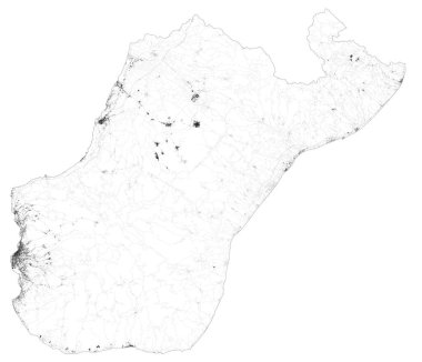 Reggio Calabria ilinin uydu haritası kasabalar ve yollar, binalar ve çevre bölgeleri birbirine bağlayan yollar. Calabria bölgesi, İtalya. Yol haritası, çevre yolları