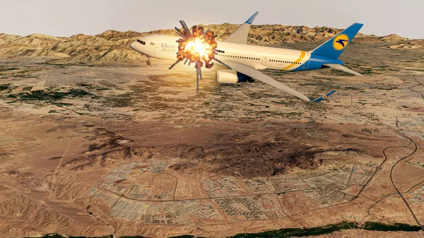 Accident Avion Rachetă Iraniană Lovind Avion Ucrainean 2020 Zbor Decolat — Fotografie, imagine de stoc