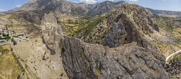 Vista Aérea Del Castillo Kahta Kalesi Fortaleza Yeni Kale Eski —  Fotos de Stock