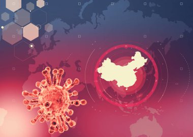 Coronavirus 'un mikroskobik görüntüsü, solunum yoluna saldıran bir patojen. Analiz ve test, deneyler. Bulaşıcı. Sars. 3d hazırlayıcı