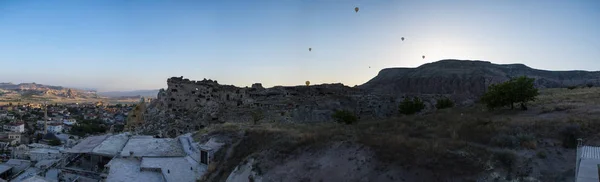 Cappadocia Turkey 2019 Hot Air Balloons Floating Dawn Church John — стоковое фото