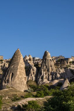Kapadokya, Türkiye, Avrupa: nefes kesici peri bacaları ve Nevsehir 'in eskiden Neapolis ve Muskara' nın havadan görünüşü, Orta Anadolu Bölgesi 'nde olağanüstü doğal harikalara sahip bir şehir.