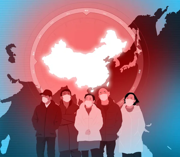 Coronavirus Patogen Yang Menyerang Saluran Pernapasan Peta Dunia Dengan China — Stok Foto