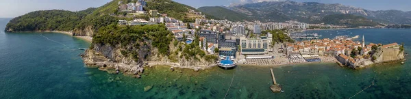 Luftaufnahme Des Mogren Beach Zwei Sandstrände Und Der Altstadt Stari — Stockfoto