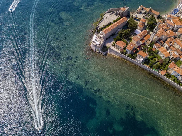 Vista Aérea Budva Ciudad Vieja Stari Grad Budva Montenegro Costa —  Fotos de Stock