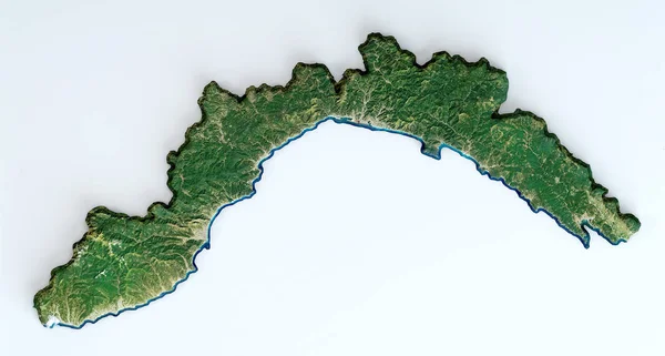 Satellite View Liguria Region Italy Render Physical Map Liguria Plains — Stock Photo, Image