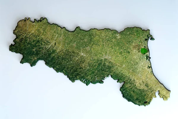 Satellite View Emilia Romagna Region Italy Render Physical Map Emilia — Stock Photo, Image