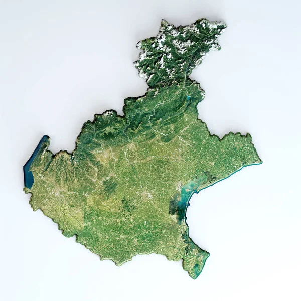 Vista Satélite Região Vêneto Itália Renderização Mapa Físico Veneto Planícies — Fotografia de Stock