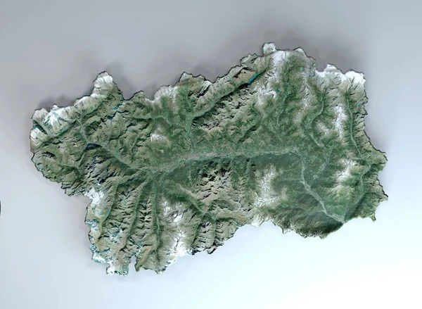 Valle Daosta地区的卫星图像 意大利 3D渲染 Aosta山谷 阿尔卑斯山山脉的物理地图 — 图库照片