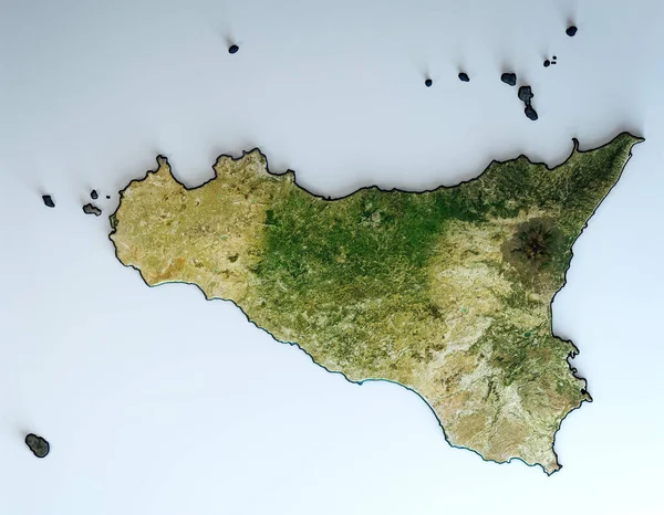 Satellite View Sicily Region Italy Render Physical Map Sicilia Plains — Stock Photo, Image