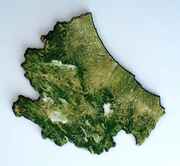 Widok Satelitarny Region Abruzji Włochy Renderowanie Fizyczna Mapa Abruzji Równiny — Zdjęcie stockowe