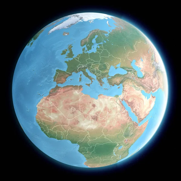 Globe Kaart Van Middellandse Zee Europa Afrika Het Midden Oosten — Stockfoto